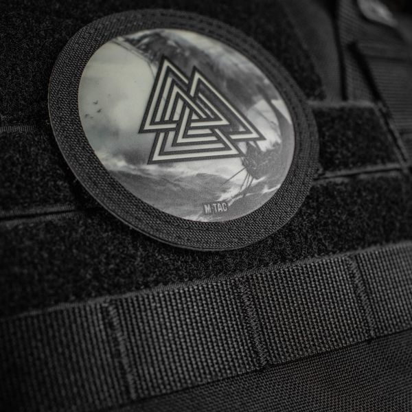 M-Tac нашивка Валькнут/Драккар кругла (80 мм) Black/GID 51291299 фото