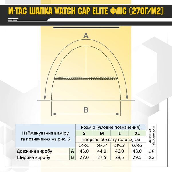 M-Tac шапка Watch Cap Elite фліс (270г/м2) з липучкою Black 40017002_S фото
