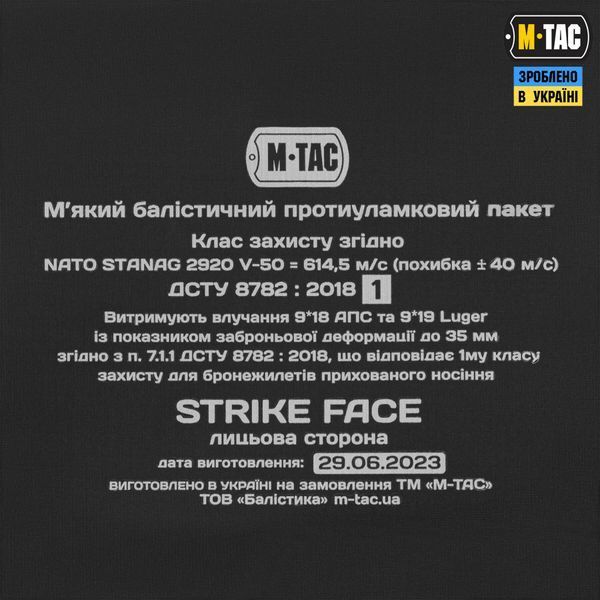M-Tac балістичний пакет 1 клас (FMS) в килимок для сидіння з ременем ARMOR 51395001 фото