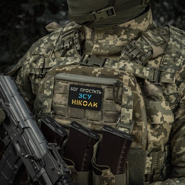 M-Tac нашивка Бог простить, ЗСУ ніколи Black/Yellow/Blue/GID 51504002 фото