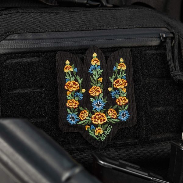 M-Tac нашивка Тризуб Чорнобривці (вишивка) Black 51527002 фото