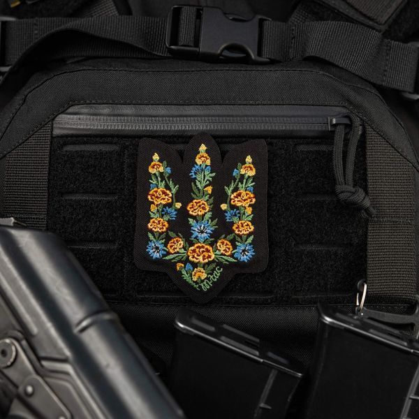M-Tac нашивка Тризуб Чорнобривці (вишивка) Black 51527002 фото