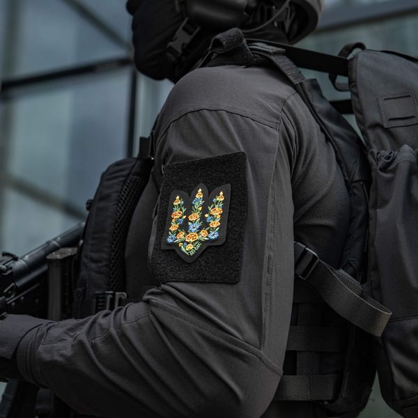 M-Tac нашивка Тризуб Чорнобривці (вишивка) Black 51527002 фото