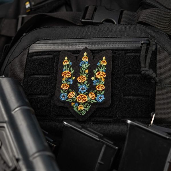 M-Tac нашивка Тризуб Чорнобривці (вишивка) Black 51527002 фото