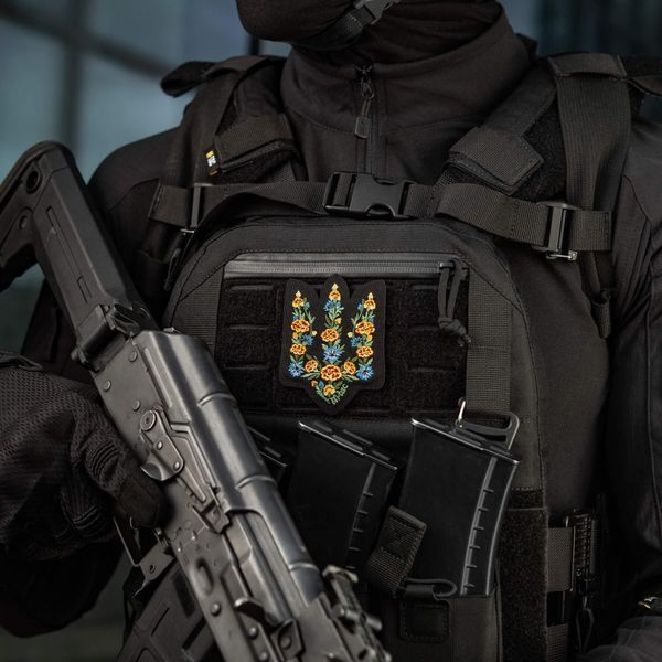 M-Tac нашивка Тризуб Чорнобривці (вишивка) Black 51527002 фото