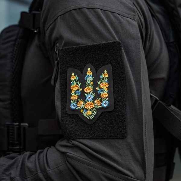 M-Tac нашивка Тризуб Чорнобривці (вишивка) Black 51527002 фото